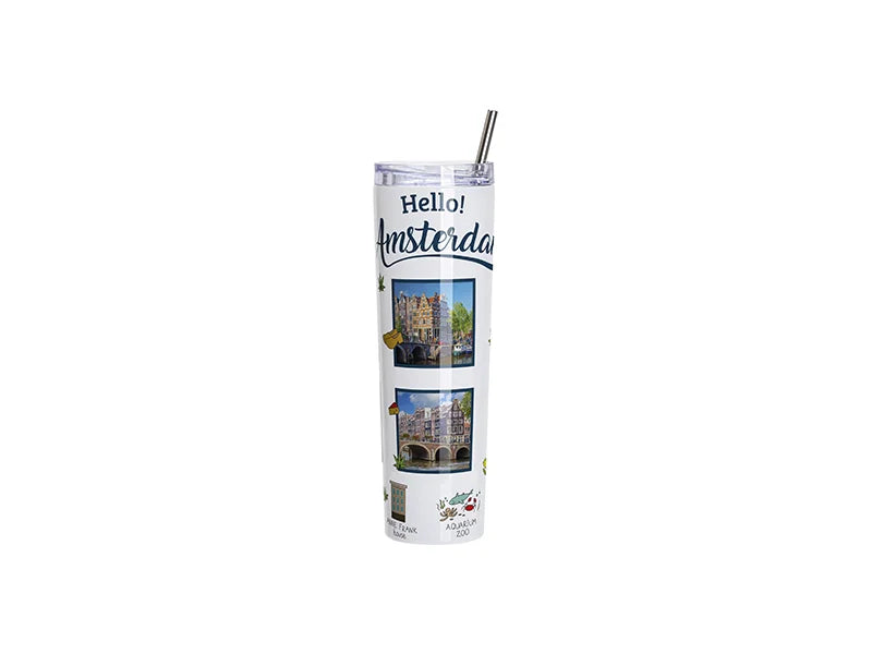 34oz/1000ml Sublimation Blanks Stainless Steel Tapered Tumbler with slide waterproof lid & Straw(White)