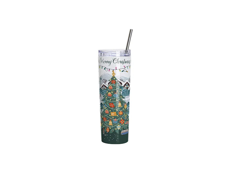 30oz/900ml Sublimation Blanks Stainless Steel Tapered Tumbler with slide waterproof lid & Straw(White)