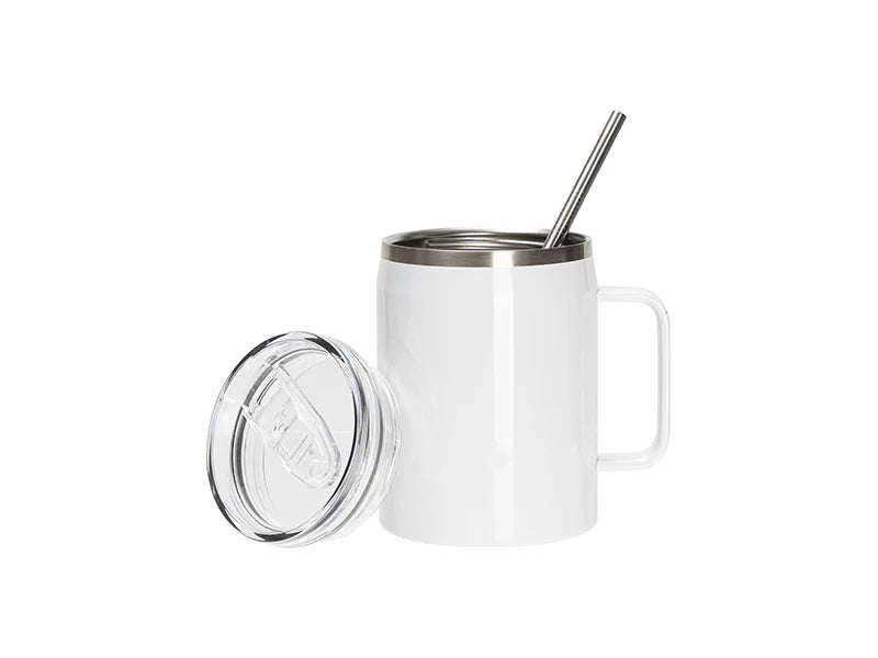 30oz/900ml Sublimation Blanks Stainless Steel Wine Barrel Tumbler with Slide Waterproof Lid & Straw(White)