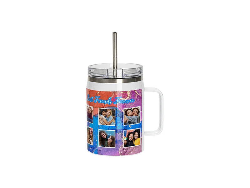 30oz/900ml Sublimation Blanks Stainless Steel Wine Barrel Tumbler with Slide Waterproof Lid & Straw(White)
