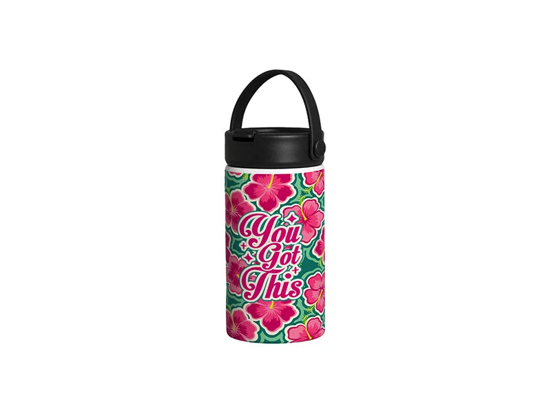 20oz/600ml Sublimation Stainless Steel Flask Tumbler w/ Protable Straw Lid (White)