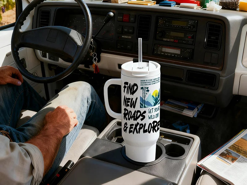 Sublimation 50oz/1500ml Stainless Steel White Travel Tumbler with Lid & Straw(White Handle)