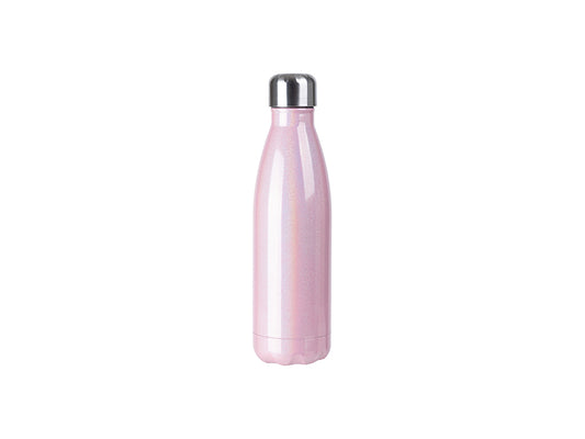 17oz/500ml Sublimation Blanks Glitter Sparkling Stainless Steel Cola Shaped Bottle (Pink)