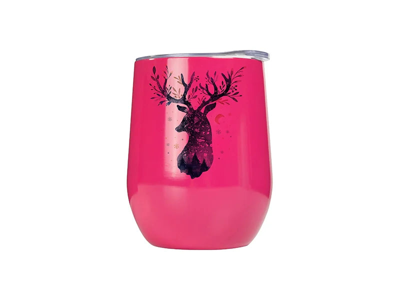 Sublimation 12oz Stainless Steel Stemless Wine Cup (Rose Red)