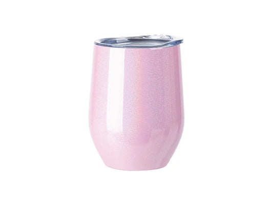 12oz/360ml Sublimation Blanks Glitter Sparkling Stainless Steel Stemless Cup(Pink)