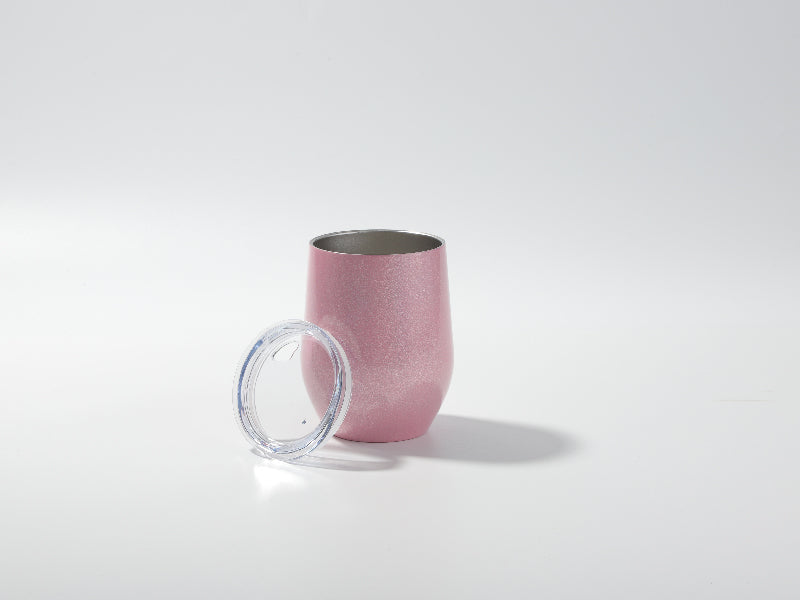 12oz/360ml Sublimation Blanks Glitter Sparkling Stainless Steel Stemless Cup(Pink)