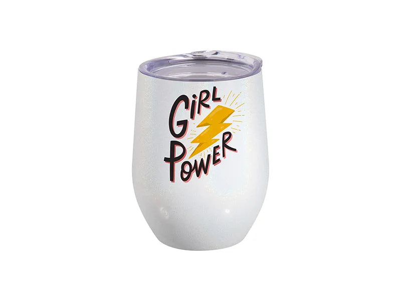 Sublimation 12oz/360ml Glitter Sparkling Stainless Steel Stemless Cup (White)