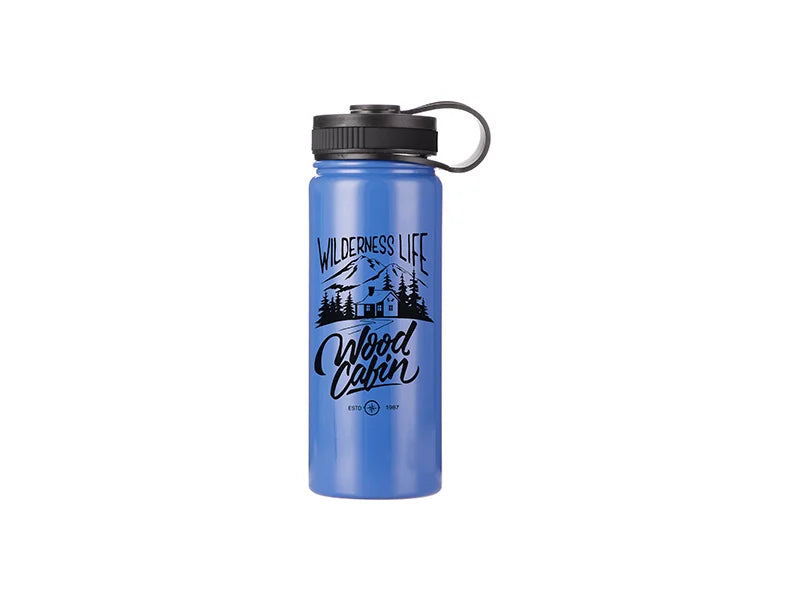 Sublimation 18oz/550ml Stainless Steel Flask w/ Portable Lid (Blue)
