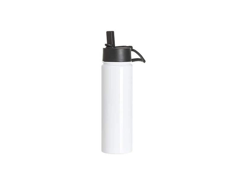 Sublimation 30oz/900ml Stainless Steel Water Bottle w/ Black Straw Lid(White, Single Wall)