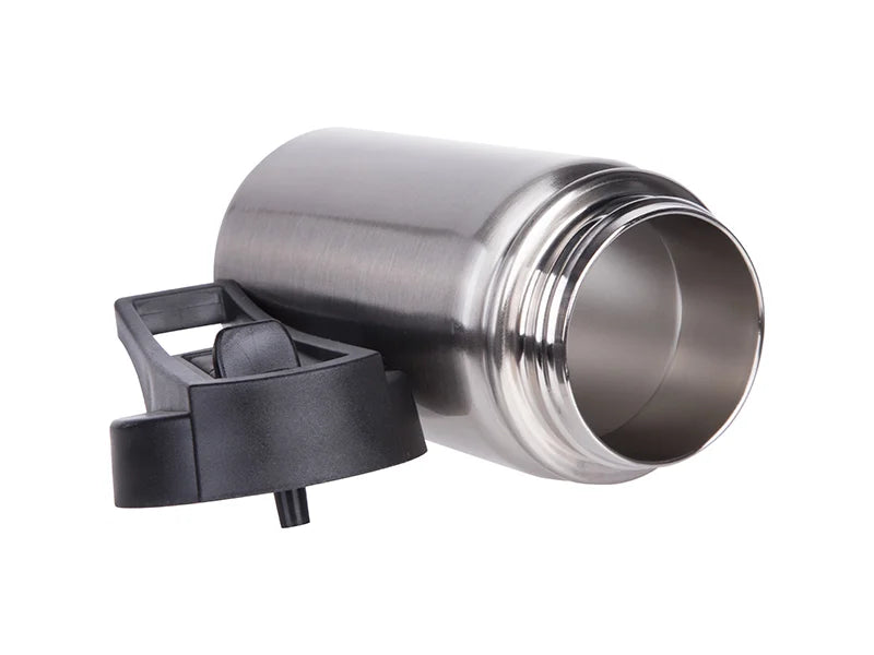 Sublimation 12oz/350ml Stainless Steel Flask w/ Sports Straw Cap Flip Lid (Silver)