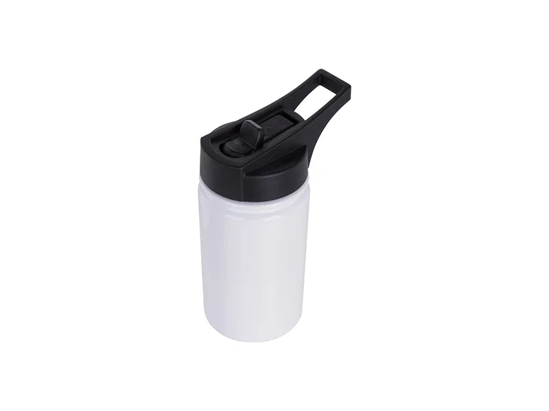 Sublimation 12oz/350ml Stainless Steel Flask w/ Sports Straw Cap Flip Lid (White)