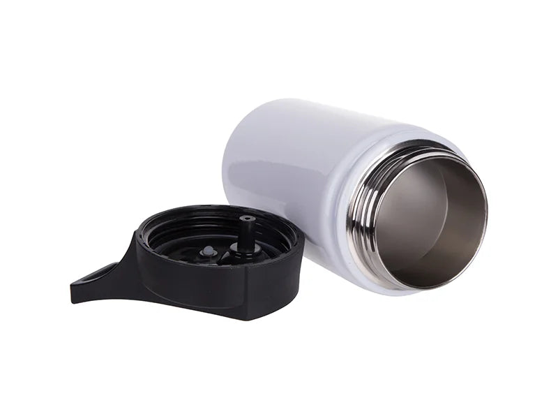 Sublimation 12oz/350ml Stainless Steel Flask w/ Sports Straw Cap Flip Lid (White)