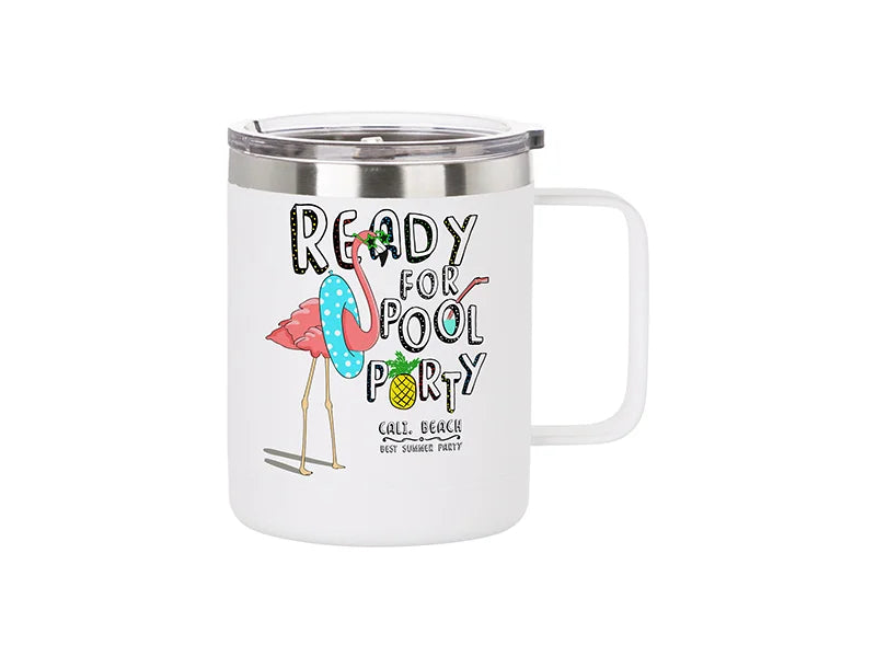 Sublimation Blanks 10oz/300ml Powder Coated SS Mug (White, Matt Sub Coating)