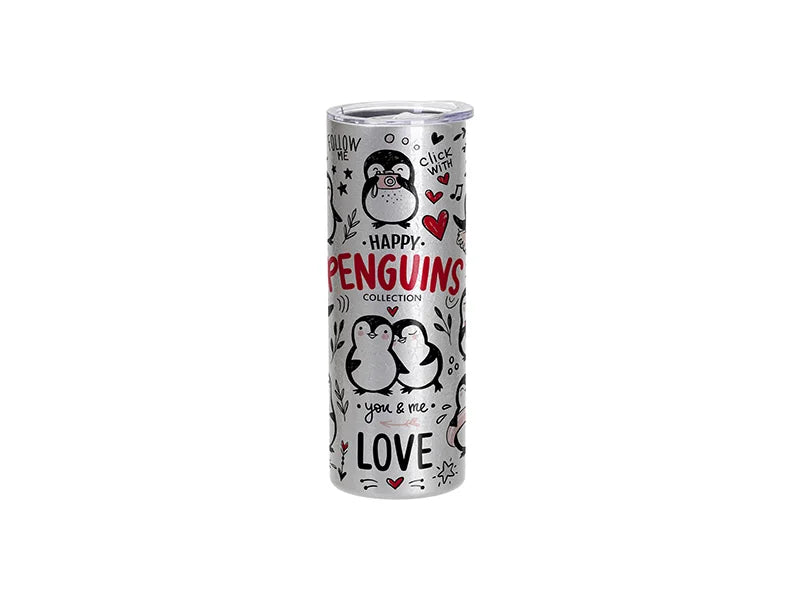 Sublimation Blanks 20oz/600ml Crackle Finish Stainless Steel Skinny Tumbler(Silver Grey)