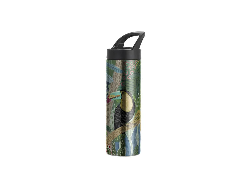 Sublimation Blanks 20oz/600ml Stainless Steel Skinny Tumbler with Black Portable Straw Lid(Silver)