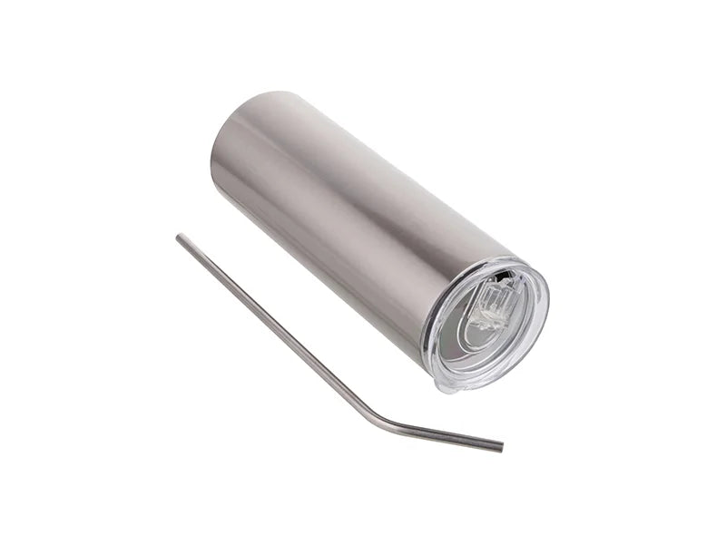 Sublimation 20oz/600ml Stainless Steel Skinny Tumbler with Straw & Lid (Silver)