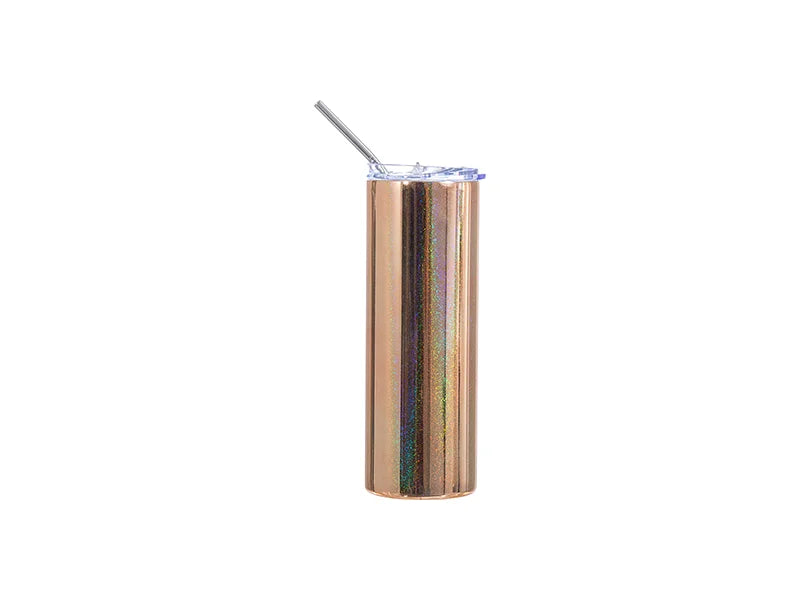 20oz/600ml Sublimation Blanks Stainless Steel Metallic Plated Glitter Skinny Tumbler (Gold)