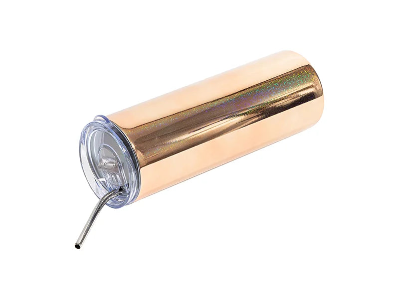 20oz/600ml Sublimation Blanks Stainless Steel Metallic Plated Glitter Skinny Tumbler (Gold)