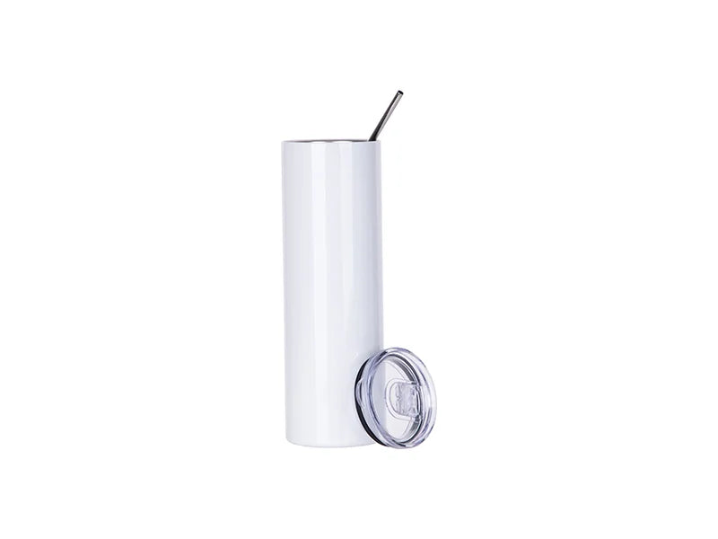 Sublimation 30oz/900ml Stainless Steel Skinny Tumbler w/ Straw & Lid (White)