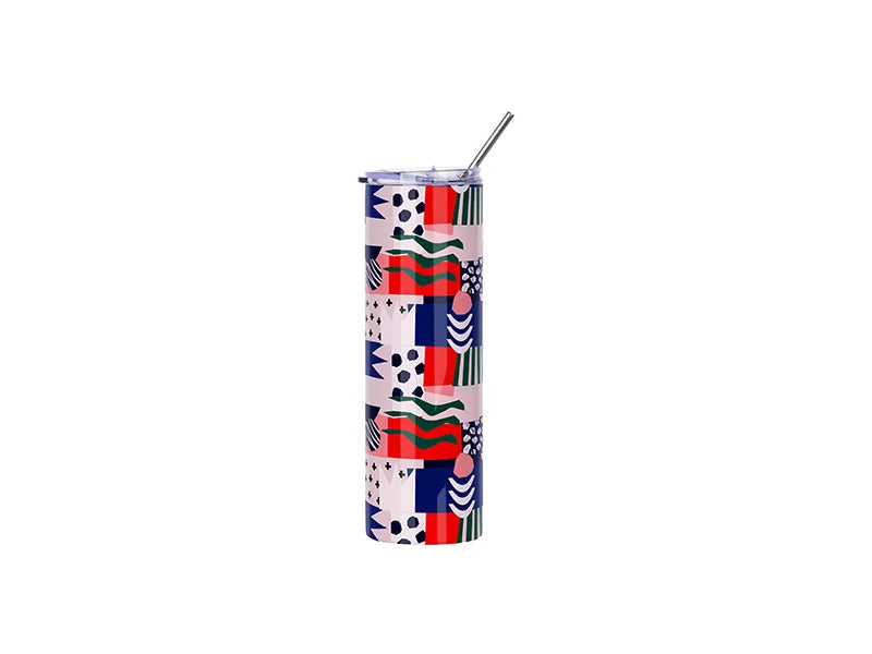 Sublimation 30oz/900ml Stainless Steel Skinny Tumbler w/ Straw & Lid (White)