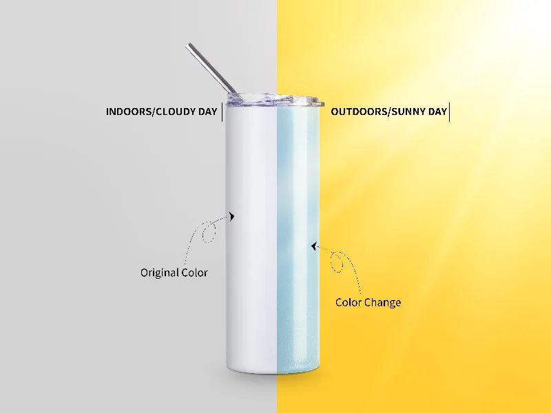 20oz/600ml Sublimation UV Color Changing Stainless Steel Skinny Tumbler (White to Blue)