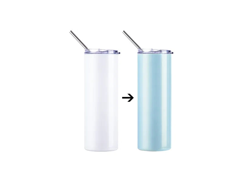 20oz/600ml Sublimation UV Color Changing Stainless Steel Skinny Tumbler (White to Blue)
