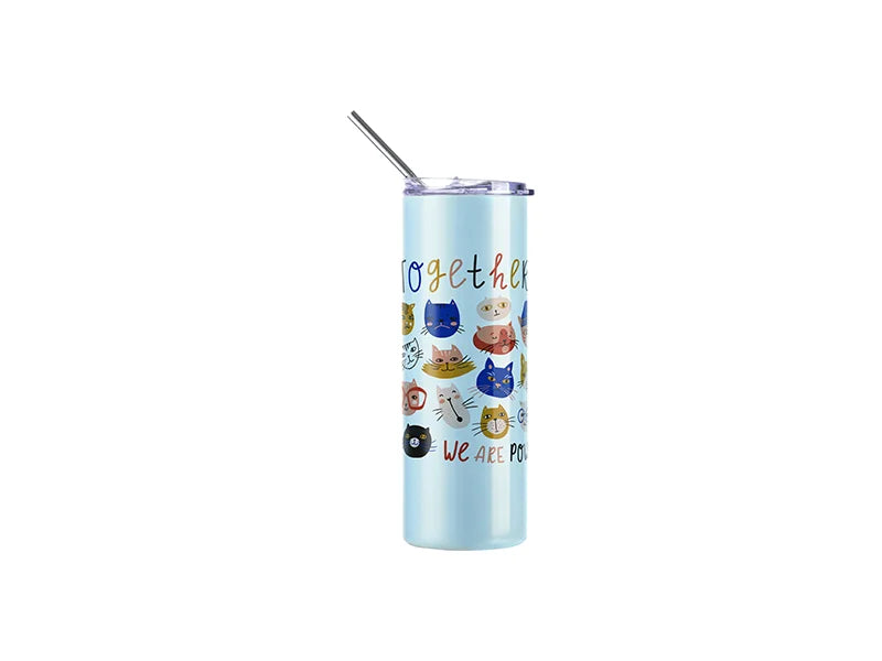 20oz/600ml Sublimation UV Color Changing Stainless Steel Skinny Tumbler (White to Blue)