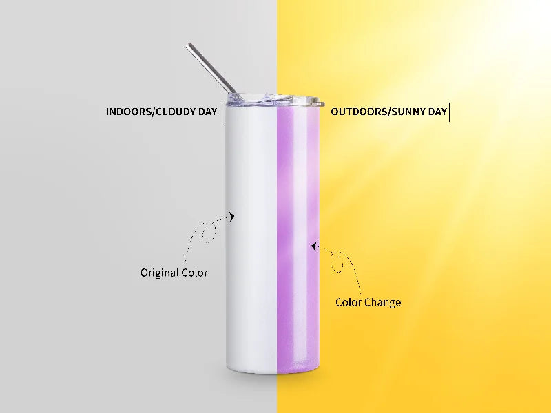 20oz/600ml Sublimation UV Color Changing Stainless Steel Skinny Tumbler (White to Violet)