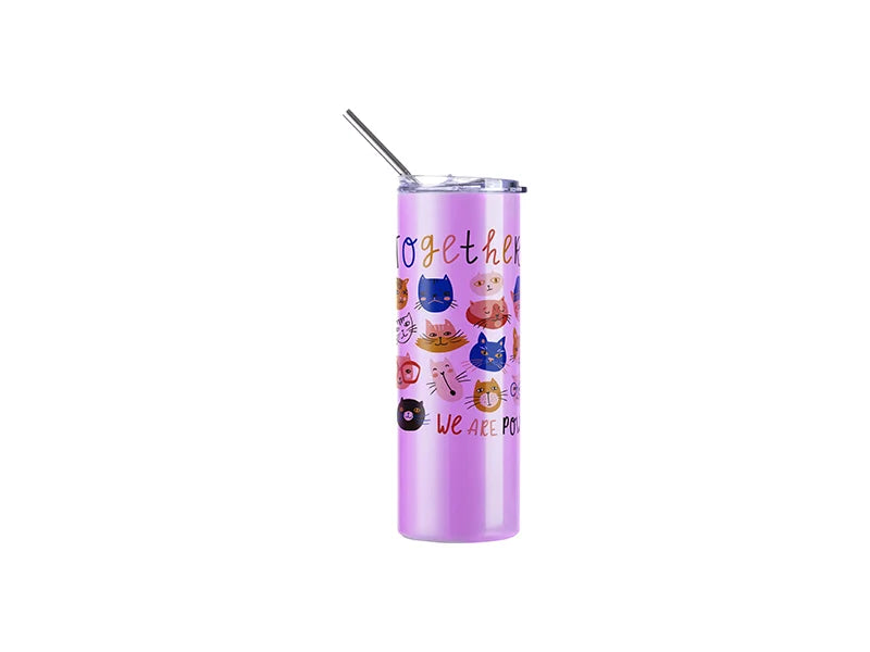 20oz/600ml Sublimation UV Color Changing Stainless Steel Skinny Tumbler (White to Violet)
