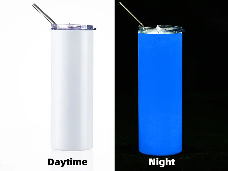 20oz/600ml Sublimation Luminous Stainless Steel Skinny Tumbler (White to Blue)