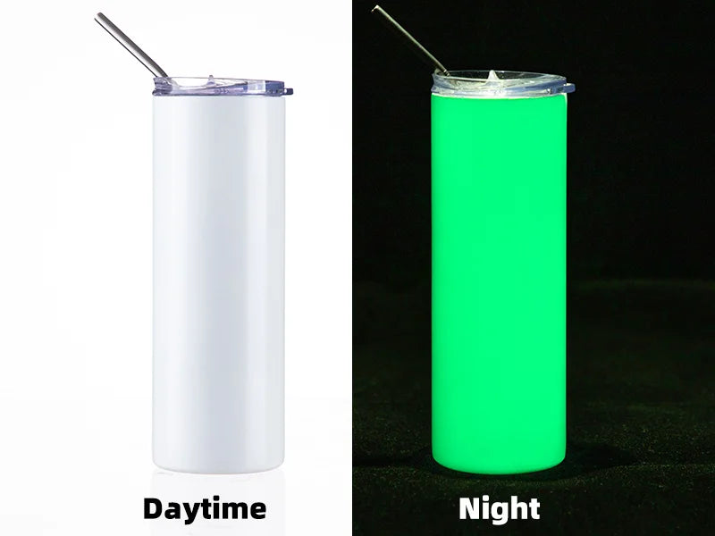 20oz/600ml Sublimation Luminous Stainless Steel Skinny Tumbler (White to Green)