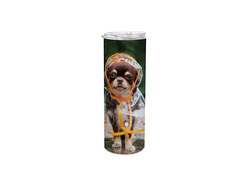 Sublimation 20oz/600ml Stainless Steel Skinny Tumbler with Straw & Lid (White)