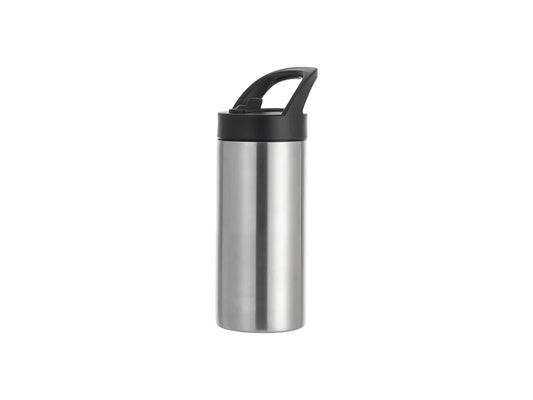 Sublimation Blanks 16oz/480ml Stainless Steel Skinny Tumbler with Black Portable Straw Lid(Silver)