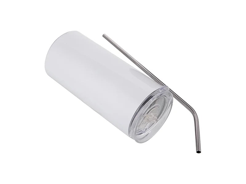 Sublimation 16oz/480ml Stainless Steel Skinny Tumbler with Straw & Lid (White)