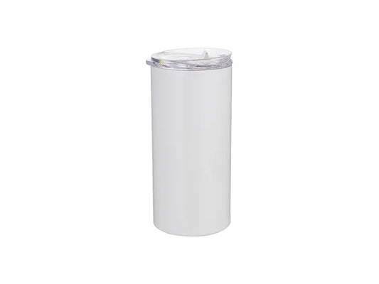 Sublimation 16oz/480ml Stainless Steel Skinny Tumbler with Straw & Lid (White)