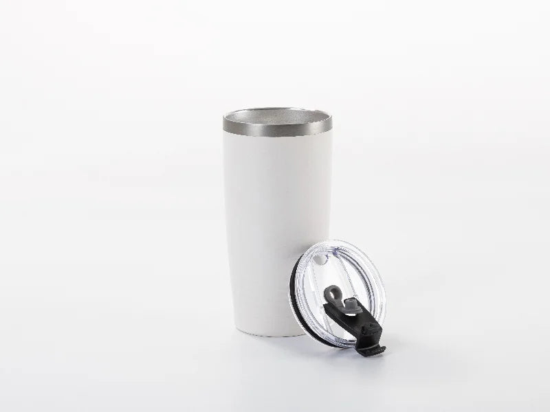 Sublimation Blanks 20OZ/600ml Powder Coated SS Tumbler with Ringneck Grip (White, Matt Sub Coating)