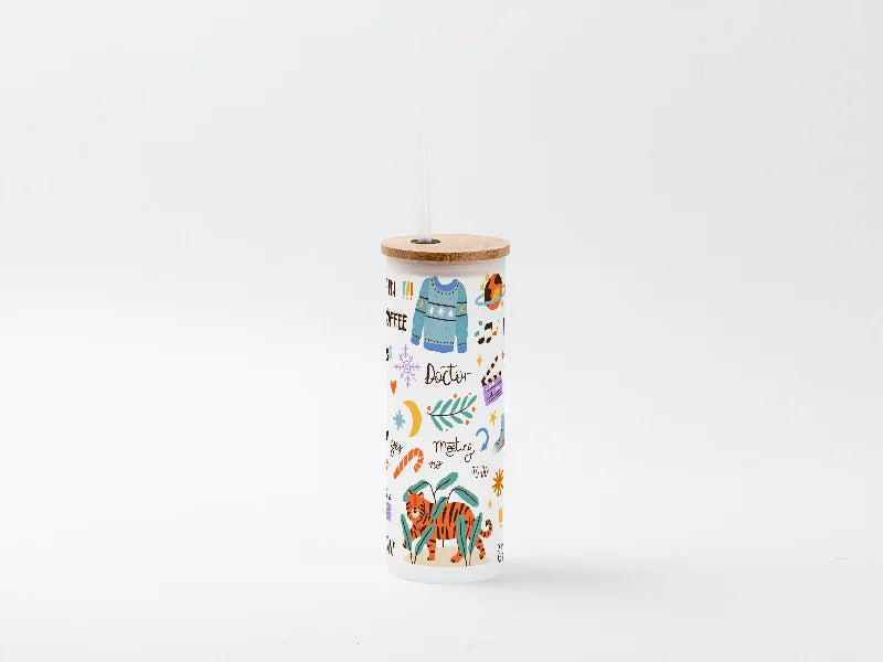 17oz/500ml Sublimation Blanks Glass Skinny Tumbler (Frosted)