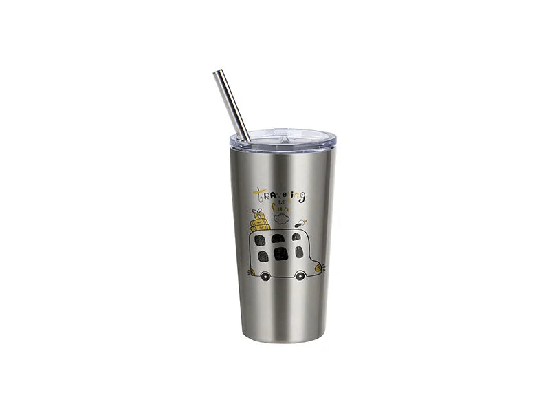 Sublimation Blanks 12oz/360ml Stainless Steel Milk Mug w/ stainless Lid(Silver)
