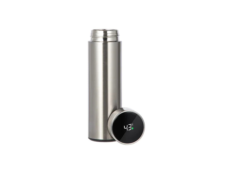16oz/450ml Sublimation Smart Stainless Steel Flask w/ Temperature Display (Silver)