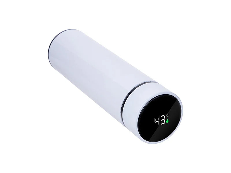16oz/450ml Sublimation Smart Stainless Steel Flask w/ Temperature Display (White)