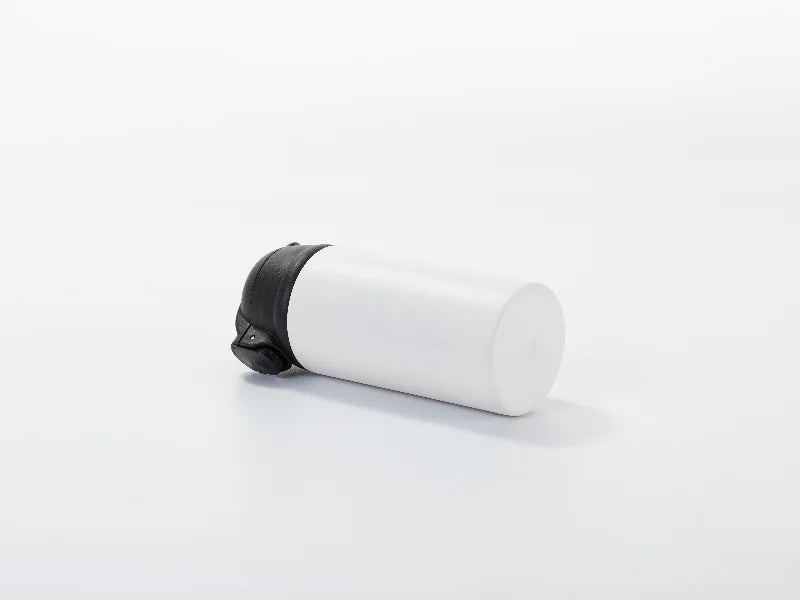 Sublimation Blanks 12oz/360ml Powder Coated Kids SS Bottle with Silicon Straw & Black Lid (White, Matt Sub Coating)