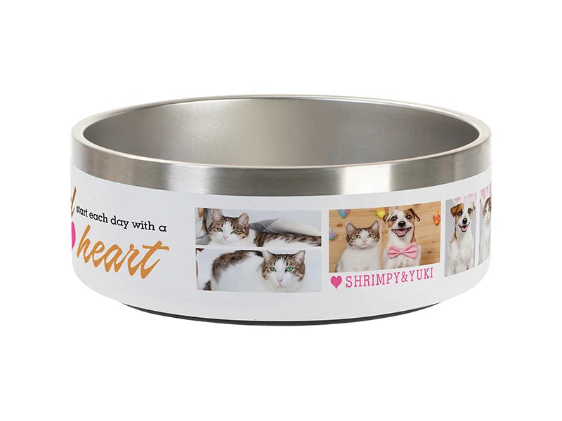 Sublimation Blanks 42OZ/1250ml Powder Coated SS Dog Bowl (White, Matt Sub Coating)