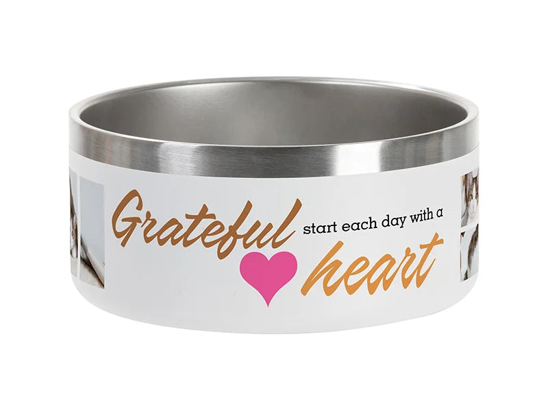 Sublimation Blanks 32OZ/960ml Powder Coated SS Dog Bowl (White, Matt Sub Coating)