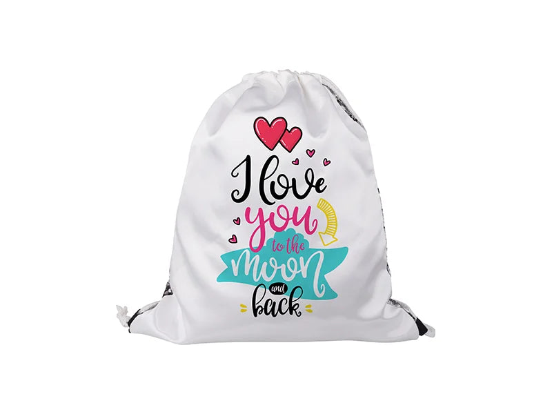 Sublimation Sequin Drawstring Backpack (Black/White, 36*45cm)