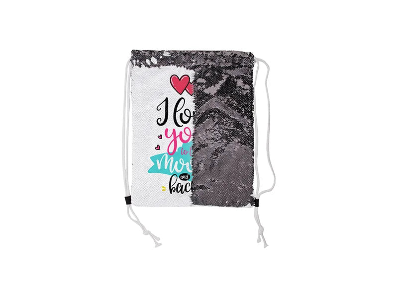 Sublimation Sequin Drawstring Backpack (Black/White, 36*45cm)