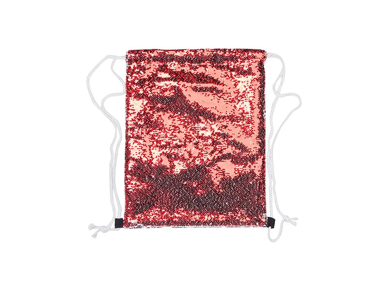 Sublimation Sequin Drawstring Backpack (Red/Silver, 36*45cm)