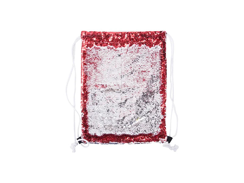 Sublimation Sequin Drawstring Backpack (Red/Silver, 36*45cm)