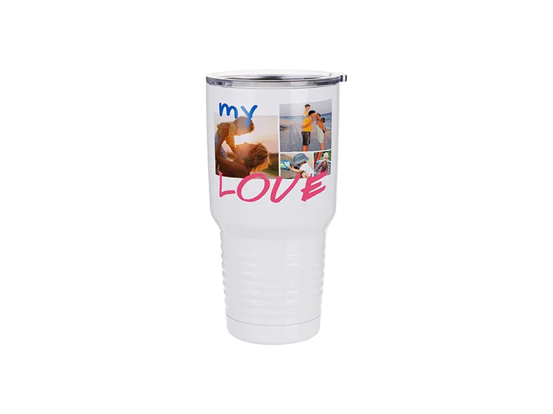 Sublimation 30oz Stainless Steel Tumbler with Ringneck Grip (White)