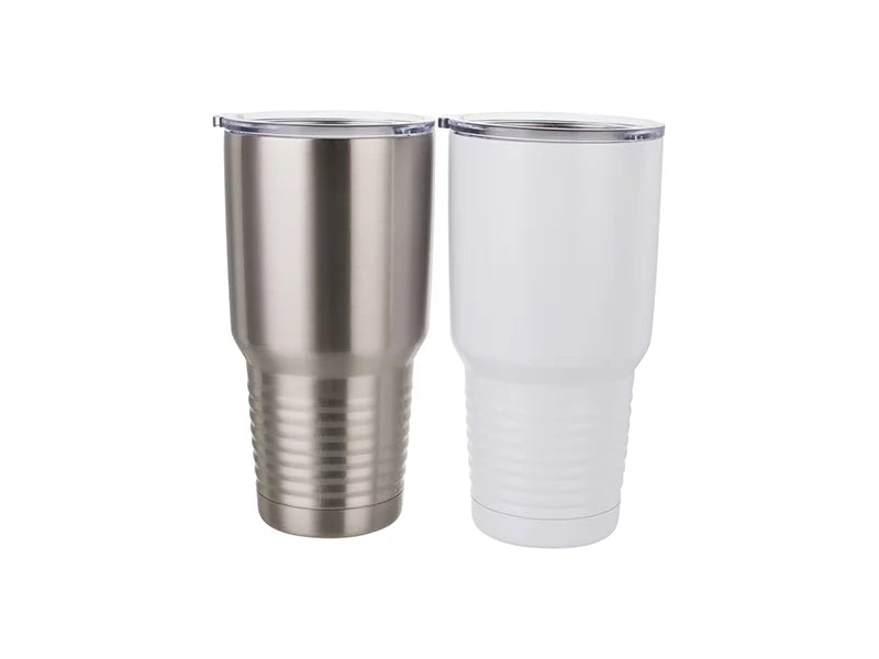Sublimation 30oz Stainless Steel Tumbler with Ringneck Grip (White)