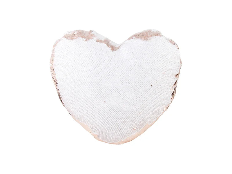 Sublimation Heart Shaped Sequin Pillow Cover (Champagne w/ White, 39*44cm)